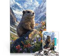 Puzzle pour Adolescents 1000 pièces Marmotte dans Un pré de Montagne Compétition de Vitesse Manuelle Cadeau d'anniversaire 50x70cm