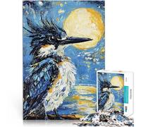Puzzle pour Adolescents 1000 pièces Martin-pêcheur au Clair de Lune Jouets à Faire soi-même Interaction Parent-Enfant 38x26cm