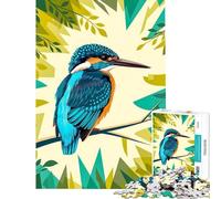 Puzzle pour Adolescents 1000 pièces Martin-pêcheur sur Une Branche d'arbre Art Moderne Jeu intellectuel Casse-tête Difficile pour Les Amateurs de Jeux (Dimensions 50x75cm)