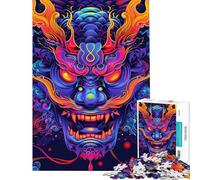 Puzzle pour Adolescents 1000 pièces Masque Oni Yokai néon Puzzle pour Adultes Jeu de réflexion Analyse et logique Cadeau pour Amis et Famille (Taille 38x52cm)
