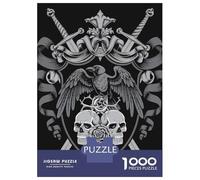 Puzzle pour Adolescents 1000 Pièces Medieval Raven Skull Crest - Gothic Raven Puzzles pour Adultes Jeu Manuel Décoration Murale Cadeaux Uniques pour Anniversaire Et Noël 38x26cm/1000pcs