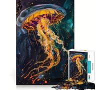 Puzzle pour Adolescents 1000 pièces Méduse céleste Découpe serrée Casse-tête logique Amusant Jeu de détente et de Divertissement Cadeau Artistique de Noël (38x52cm)