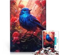 Puzzle pour Adolescents 1000 pièces Mignon Petit Oiseau Bleu Jouets de Divertissement Familial décoration Murale 50x70cm