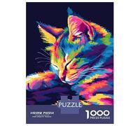 Puzzle pour adolescents 1000 pièces mignon Popart Pixel Cat Puzzle pour adultes Jeu pratique Coupe de précision Activités amusantes à la maison 70 x 50 cm/1000 pièces