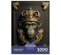 Puzzle pour Adolescents 1000 Pièces Monkey Gold Relief Deco Puzzle pour Adultes Jouet Décoration Murale Course De Vitesse Manuelle Défi Éducatif 52x38cm/1000pcs