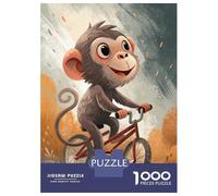 Puzzle pour Adolescents 1000 Pièces Monkey on A Bicycle Illustration Puzzle pour Adultes, Jouet, Décoration Murale, Amusant Et Humoristique, Idéal comme Cadeau 38x26cm/1000pcs