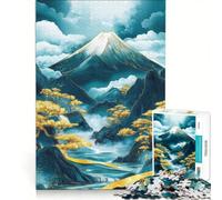 Puzzle pour Adolescents 1000 pièces Mont Fuji Céleste Or et Bleu Jeu éducatif Difficile Difficile Collection d'artistes Beaux-Arts 50x75cm