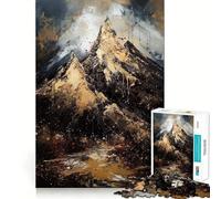Puzzle pour Adolescents 1000 pièces Montagnes Noires et dorées Découpe de qualité supérieure Jeu de logique Amusant et Rapide Décoration Artistique de Noël (38x52cm)