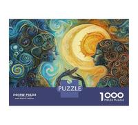 Puzzle pour Adolescents 1000 Pièces Moon and Sun Women Art Print Puzzles pour Adolescents Jeux Relaxants Cadeaux pour Femmes pour Anniversaire, Noël 38x26cm/1000pcs