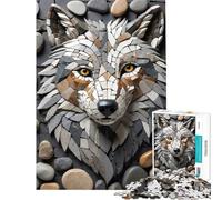 Puzzle pour Adolescents 1000 pièces Mosaïque de Pierre Tête de Loup Art Puzzle 1000 pièces Jouet à Monter soi-même pour s'amuser en Famille Jeu Amusant et Stimulant (50x75cm)