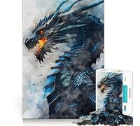 Puzzle pour Adolescents 1000 pièces,Motif Aquarelle de Dragon Bleu,Bords de qualité supérieure,Jeu de Concentration,Divertissement pour Les Moments de détente,Cadeau Artistique de Noël (50x75cm)