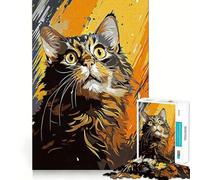 Puzzle pour Adolescents 1000 pièces,Motif Chat Vintage,Ajustement serré,Jeu Stimulant,Loisirs,Divertissement,Cadeau Artistique de Noël (38x26cm)