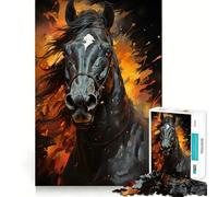Puzzle pour Adolescents 1000 pièces,Motif Cheval Noir,Bords Nets,Jeu de Concentration Amusant,Moment de détente,Cadeau de Noël apaisant (38x26cm)