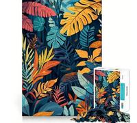 Puzzle pour Adolescents 1000 pièces Motif Feuilles Tropicales Art Minimaliste Pièces emboîtables Jeu de logique Amusant Jeu Calme et Amusant Cadeau d'anniversaire Art (50x75cm)