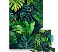 Puzzle pour Adolescents 1000 pièces Motif Feuilles Vertes Tropicales Bords impeccables Jeu de réflexion Amusant Cadeau Moments de détente Décoration Murale de Noël (38x52cm)