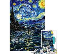 Puzzle pour Adolescents 1000 pièces Motif La Nuit étoilée et Les Dauphins Puzzle à Assembler pour Adultes et familles idéal comme Cadeau pour Toute la Famille (Taille 38x26cm)