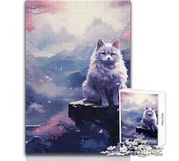 Puzzle pour Adolescents 1000 pièces, Motif Renard et Fleurs de Cerisier, Design élégant, pour Un Anniversaire, Dimensions : 38x26cm