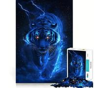 Puzzle pour Adolescents 1000 pièces,Motif Tigre Bleu et tempête,Bords Nets,Jeu de Concentration idéal,Cadeau Parfait pour des Moments de détente,Illustration de Noël (38x26cm)