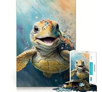 Puzzle pour Adolescents 1000 pièces, Motif Tortue Aquarelle, découpe précise, Jeu de réflexion créatif et Amusant, détente, Cadeau Artistique de Noël (38x52cm)