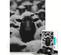 Puzzle pour Adolescents 1000 pièces Moutons Noirs Parmi Les Blancs,Illustration aux Bords précis,Jeu de Concentration,Cadeau,Jeu pour Passer Un Moment agréable,Illustration de Noël (50x75cm)