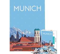 Puzzle pour Adolescents 1000 pièces Munich Allemagne Puzzle de Voyage pour Adolescents Découpe de précision Difficile et Stimulant Casse-tête Jeux de réflexion en Famille (Dimensions 50x75cm)