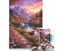 Puzzle pour Adolescents 1000 pièces Murmures de Montagnes au Coucher du Soleil Jeu de réflexion activités Amusantes à la Maison Cadeau pour Femmes 50x75cm