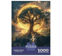 Puzzle pour Adolescents 1000 Pièces Mystical Tree with Golden Aura Puzzles pour Adultes Activités Familiales Interaction Parent-Enfant Jeu Au Design Élégant 52x38cm/1000pcs
