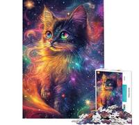 Puzzle pour Adolescents 1000 pièces Mystique féline Galactique Puzzle à Assembler pour Adolescents Chaque pièce est Unique Cadeau d'anniversaire Unique (Taille 38x52cm)