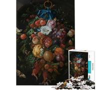 Puzzle pour Adolescents 1000 pièces Nature Morte avec Fruits et Fleurs Aide à stimuler Le Cerveau Décoration d'intérieur Jeux relaxants Convient aux Personnes de 14 Ans et Plus (38x26cm)