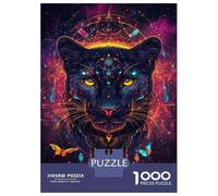 Puzzle pour Adolescents 1000 Pièces Neon Jaguar Vision Puzzle pour Adultes Jouet Décoration Murale Course De Vitesse Manuelle Défi Éducatif 52x38cm/1000pcs