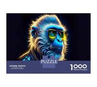 Puzzle pour Adolescents 1000 Pièces Neon Monkey Art Print Puzzles pour Adolescents Jeux Relaxants Cadeaux pour Femmes pour Anniversaire, Noël 52x38cm/1000pcs