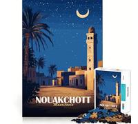 Puzzle pour Adolescents 1000 pièces Nouakchott,Mauritanie la Nuit Découpe précise Jeu de réflexion Cadeau pour Un Moment de détente Cadeau Artistique de Noël (38x52cm)