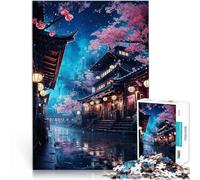 Puzzle pour Adolescents 1000 pièces Nuits Sakura au néon à Tokyo Loisirs en Famille Décoration d'intérieur et Cadeaux Uniques 75x50cm
