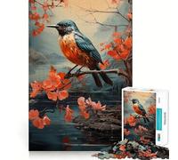 Puzzle pour Adolescents 1000 pièces Oiseau Bleu Printemps Illustration sur Bords précis,Jeu de Concentration Amusant,Moment de détente et de Divertissement,Cadeau apaisant pour Noël (50x75cm)