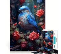 Puzzle pour Adolescents 1000 pièces Oiseau Bleu Rose Rouge Bords Nets,Jeu de Concentration Amusant,Moment de détente,Cadeau de Noël apaisant (38x26cm)