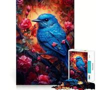 Puzzle pour Adolescents 1000 pièces Oiseau Bleu Rose Rouge Illustration aux Bords précis,Jeu de Concentration Cadeau,Jeu pour Passer Un Moment agréable,Illustration de Noël (38x26cm)
