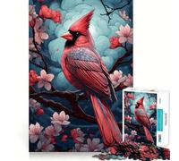 Puzzle pour Adolescents 1000 pièces Oiseau Cardinal Bords impeccables Jeu de réflexion Amusant Cadeau Moments de détente Décoration Murale de Noël (38x26cm)