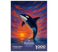 Puzzle pour Adolescents 1000 Pièces Orca Breaching at Sunset Painting Puzzles pour Adultes Jeux De Détente Découpe De Précision Offre Spéciale pour Toute La Famille 52x38cm/1000pcs