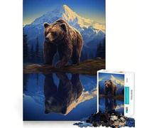 Puzzle pour Adolescents 1000 pièces Ours Brun Grizzly Nature Jeu d'articulation serrée Jouet de Jeu cognitif Facile à Jouer Décoration de Noël Amusante (38x52cm)