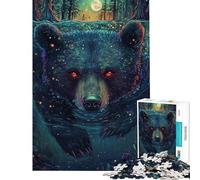 Puzzle pour Adolescents 1000 pièces Ours Mystique au Clair de Lune Casse-tête de précision pour Adolescents Jeu de réflexion interactif Parent-Enfant Jeux en Famille (Dimensions 38x52cm)