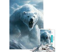 Puzzle pour Adolescents 1000 pièces Ours Polaire Effrayant pour Jeu éducatif Jouet Stimulant Jeux familiaux défi Difficile Excellent Cadeau pour Les Jeux (Dimensions 38x52cm)