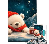 Puzzle pour Adolescents 1000 pièces Ours Polaire endormi en Hiver Stimule Le Cerveau Décoration intérieure Jeu Impossible à partir de 14 Ans (38x52cm)