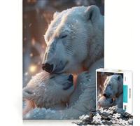 Puzzle pour Adolescents 1000 pièces Ours Polaire et Son Petit, Jeu Relaxant, défi Difficile, Collection d'artistes, Beaux-Arts 38x52cm