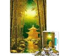 Puzzle pour Adolescents 1000 pièces Pagode dorée dans Une forêt de bambous Puzzle Adulte Jeu Manuel pour s'amuser en Famille Difficile et Stimulant (Taille 38x26cm)