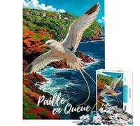 Puzzle pour Adolescents 1000 pièces Paille en Queue Oiseau surplombant la côte Puzzle pour Adultes Difficile Liste de souhaits avec Le Père Noël Casse-tête Jeux familiaux (Taille 38x26cm)