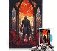 Puzzle pour Adolescents 1000 pièces Paladin Guerrier Vitrail Jeux éducatifs Améliore la mémoire Cadeau d'anniversaire 38x26cm