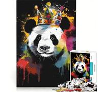 Puzzle pour Adolescents 1000 pièces Panda avec Couronne Jouet éducatif améliore la mémoire avec Poster et fiche de Questions-réponses Assortis 50x75cm