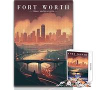 Puzzle pour Adolescents 1000 pièces Panorama Urbain de Fort Worth Profitez de Moments de détente et de Calme des Heures de Jeu créatif et Durable Dimensions:50x75cm