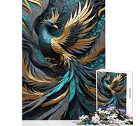 Puzzle pour Adolescents 1000 pièces Paon Abstrait Kintsugi Jeu éducatif Cadeau d'anniversaire Jeu Relaxant et Antistress intéressant Dimensions 38x52cm
