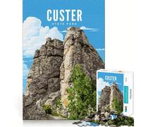 Puzzle pour Adolescents 1000 pièces Parc d'État de Custer Découpe exacte Jeu Casse-tête Cadeau Temps de Jeu Calme Cadeau Artistique de Noël (38x26cm)